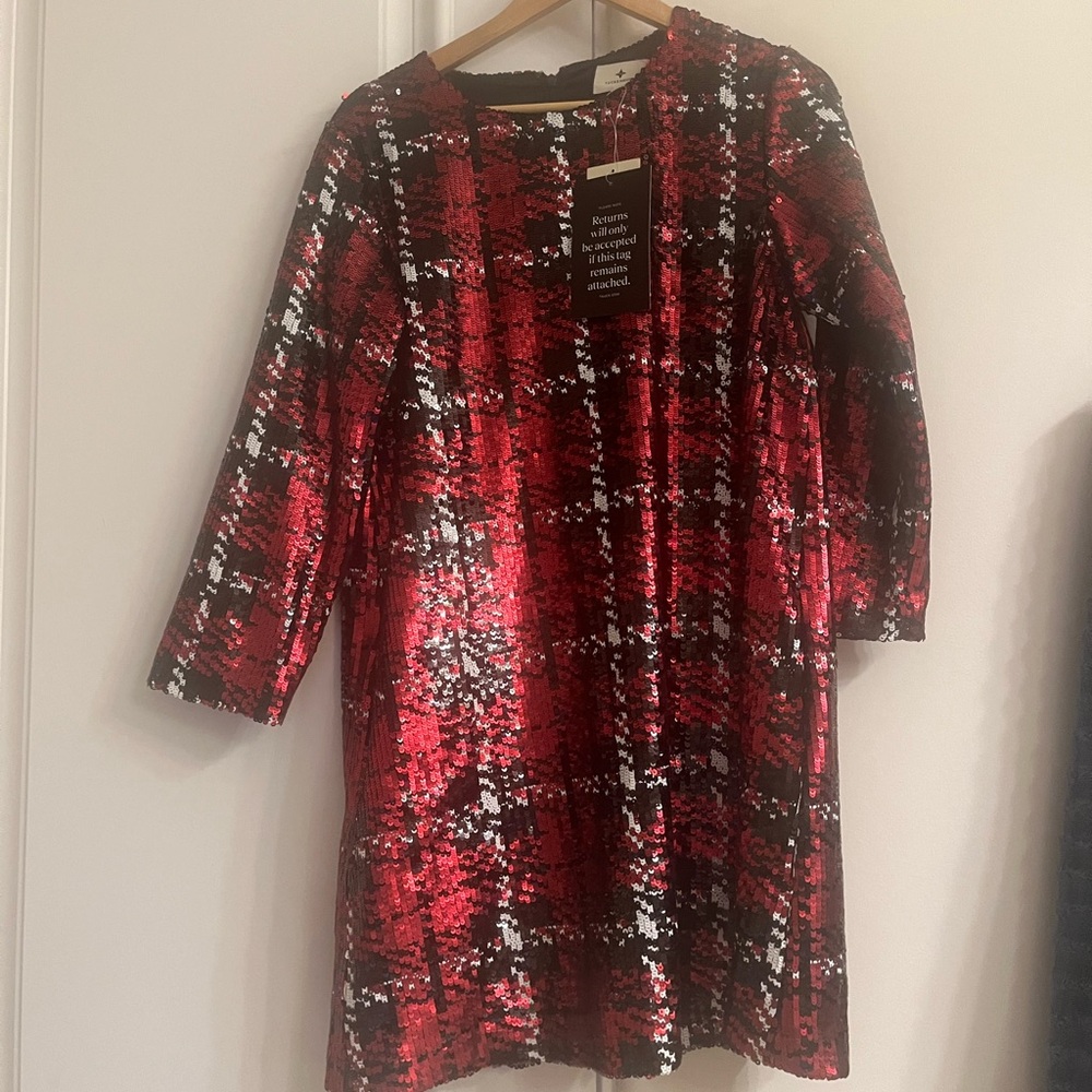 Tuckernuck Red and Black Plaid Sequin Mini Dress - Picture 3 of 3